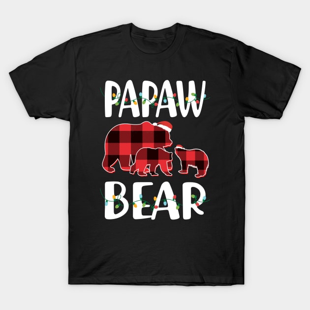 Papaw Bear Red Plaid Christmas Pajama Matching Family Gift T-Shirt by intelus